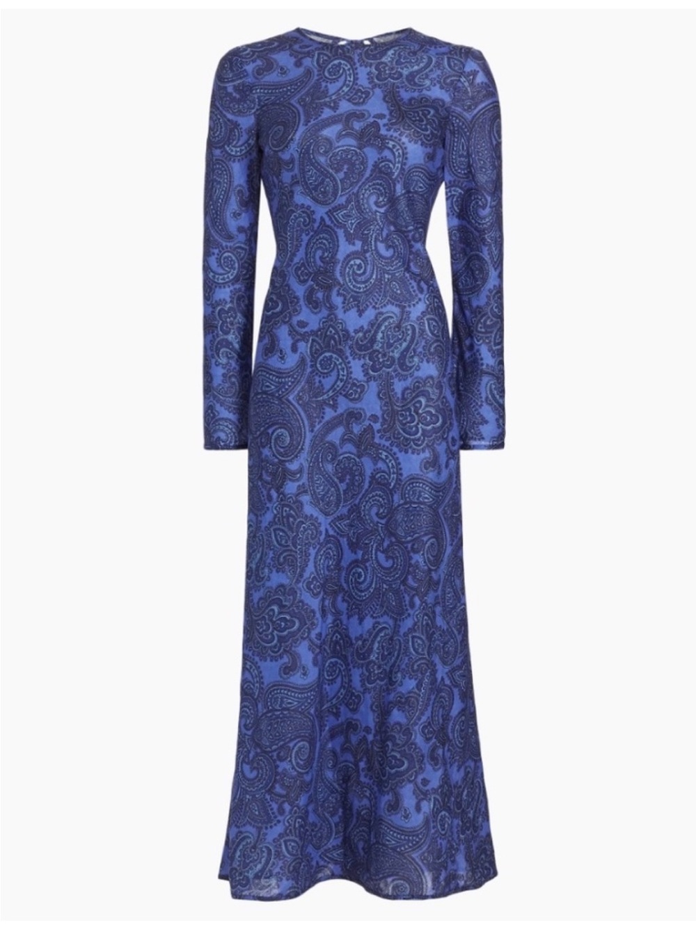 Zimmerman Ottie Bias Backless Linen Maxi Dress Blue Paisley SZ US10